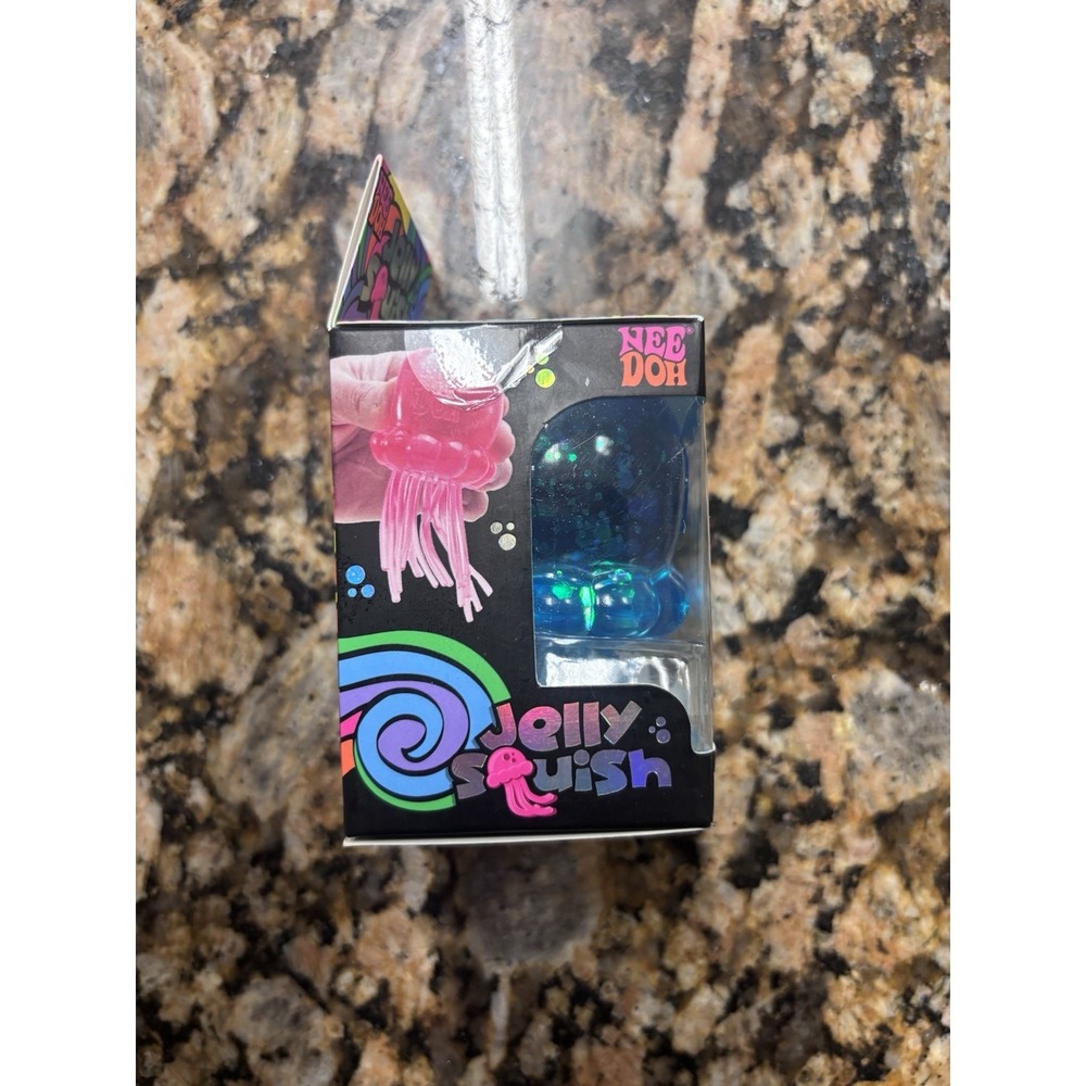 NeeDoh Blue JELLY SQUISH Sparkle Jellyfish Squishy Nee Doh 100% Authentic - Picture 4 of 5